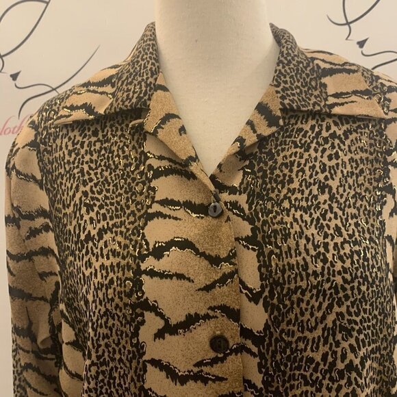 Jordan. Sz S. Metallic Button Up Animal Print Long Sleeve Shirt with Tank. B43 - Picture 1 of 8